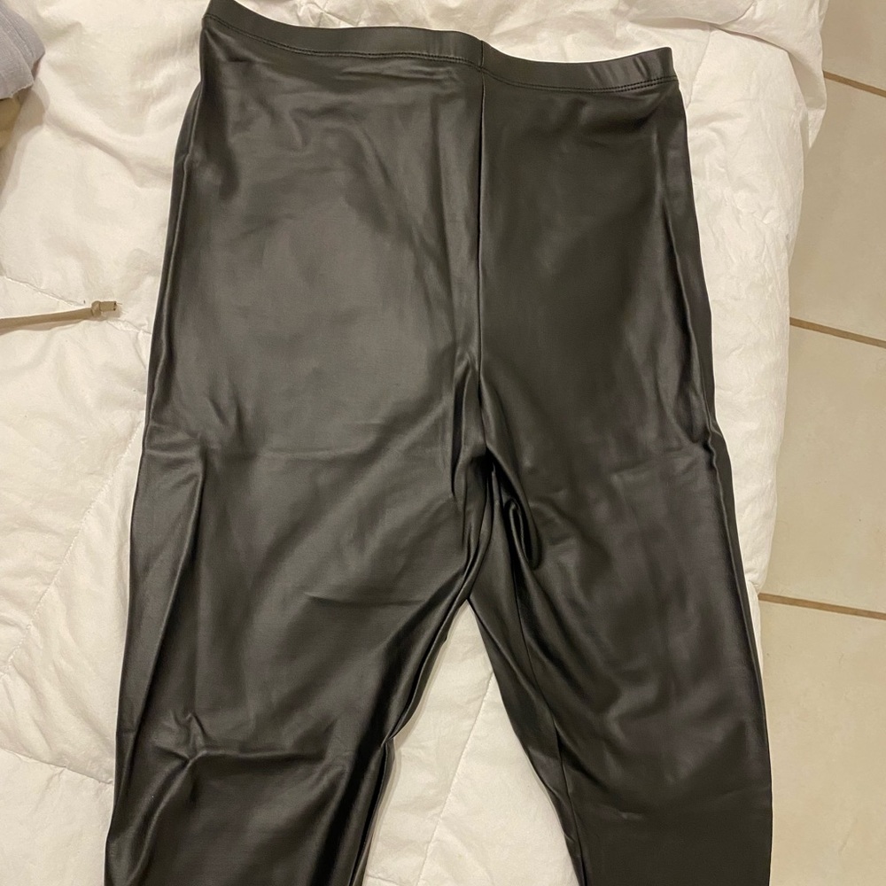 Black leather leggings